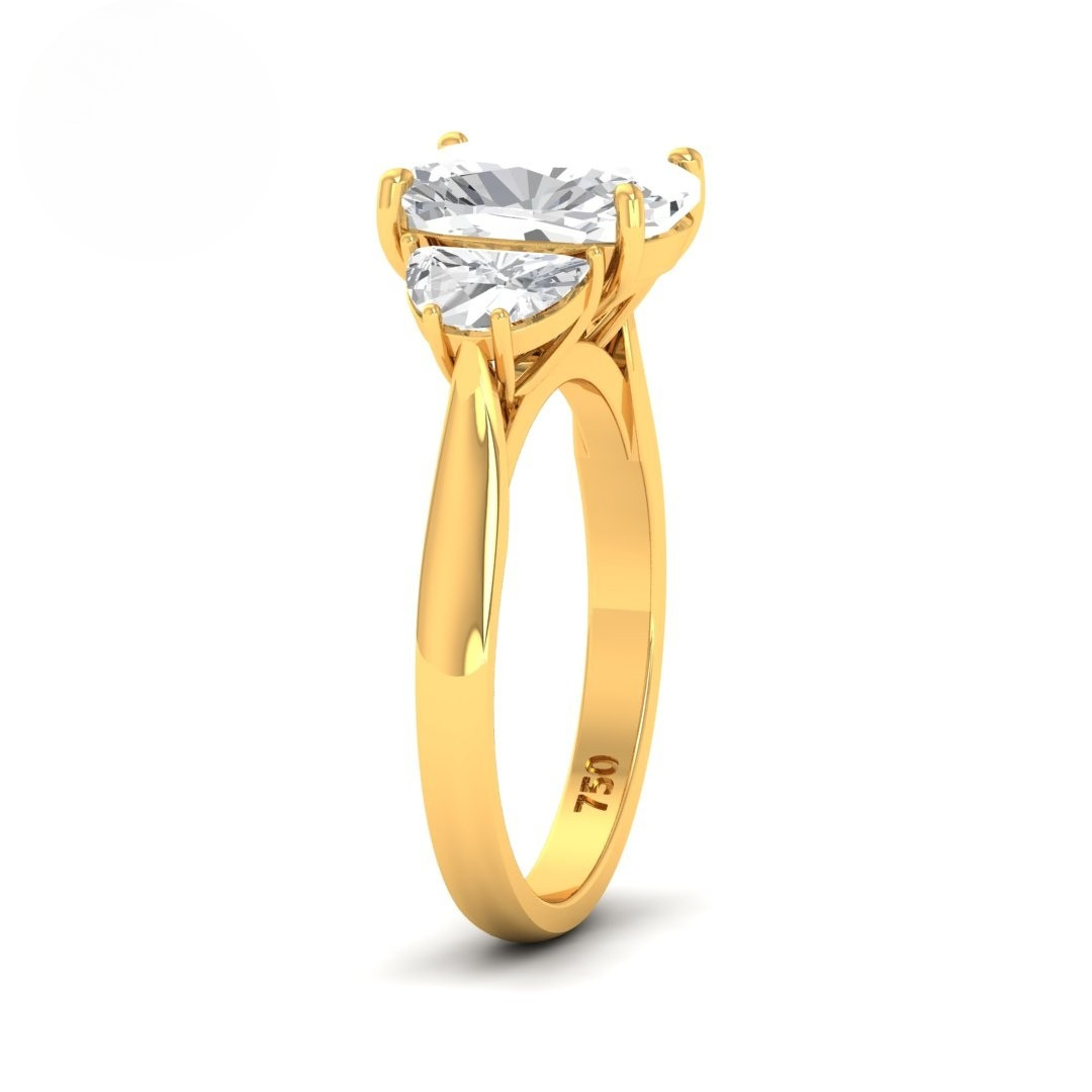 Kamala Cushion Cut Diamond Engagement Ring with Half Moon Cut Side Diamonds