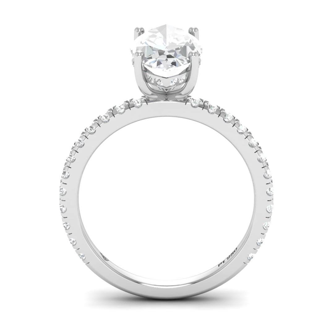 Chloé Marquise Cut Diamond Engagement Ring with Diamond Hidden Halo and Diamond Band