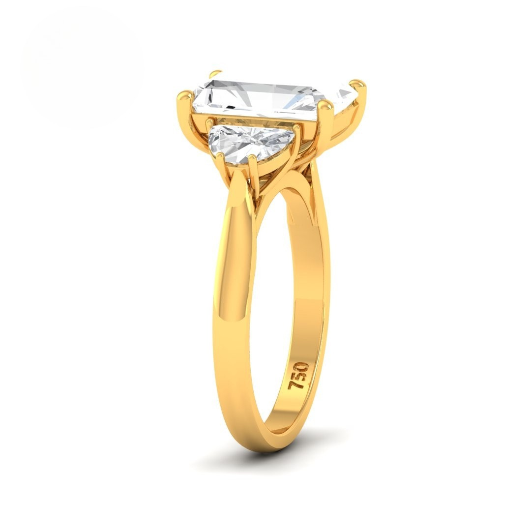 Kamala Radiant Cut Diamond Engagement Ring With Half Moon Cut Side Diamond