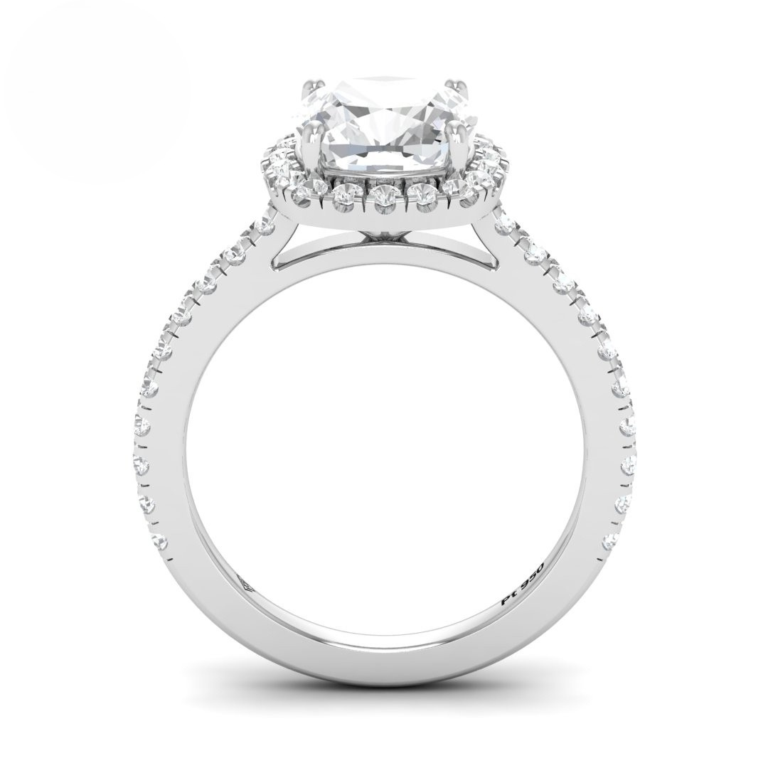 Bella Cushion Cut Diamond Engagement Ring with Diamond Halo & Diamond Band