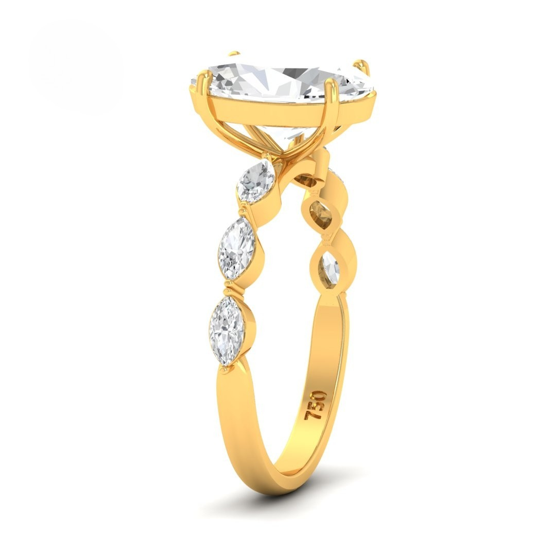 Kasandra Oval Cut Diamond Engagement Ring With A Marquise Cut Diamond Band