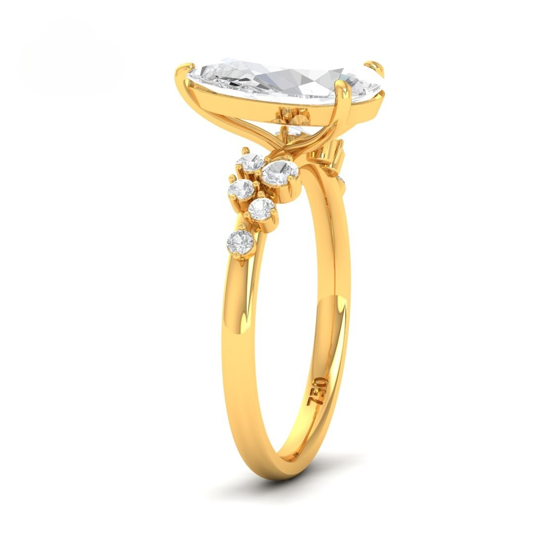 Layla Pear Cut Diamond Engagement Ring With Diamond Accent Band