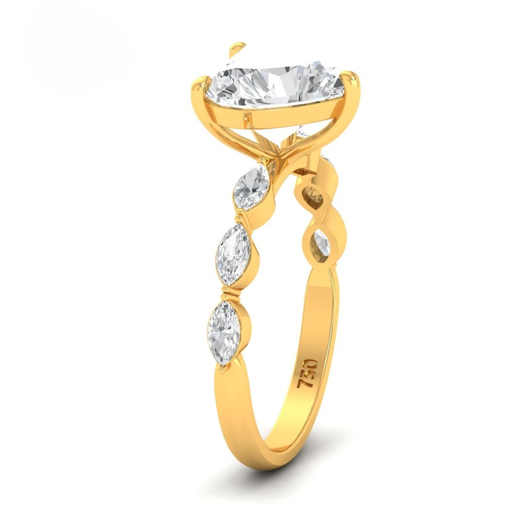 Kasandra Heart Cut Diamond Engagement RIng With A Marquise Cut Diamond Band
