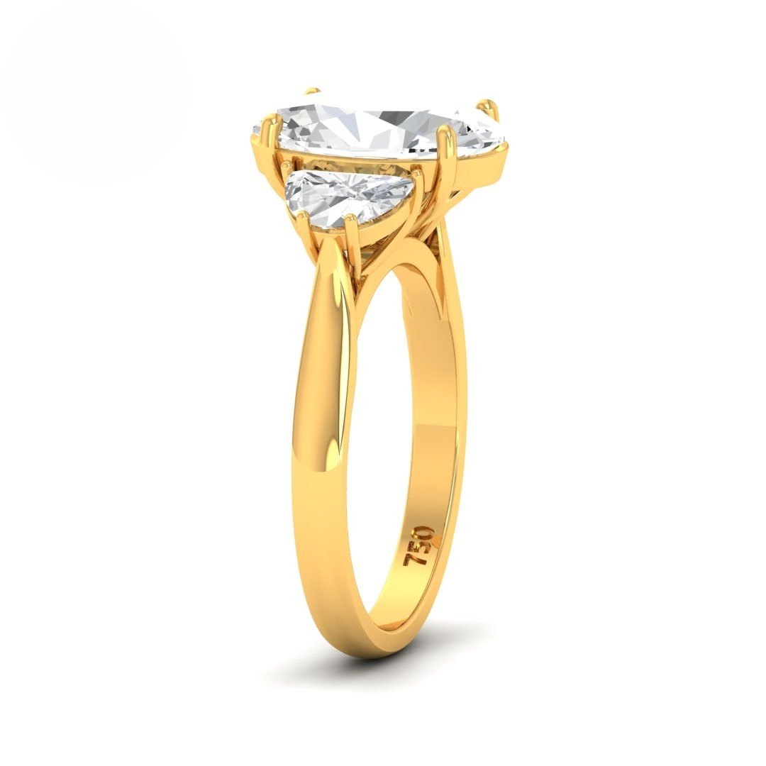 Kamala Oval Cut Diamond Engagement Ring with Half Moon Cut Side Diamonds