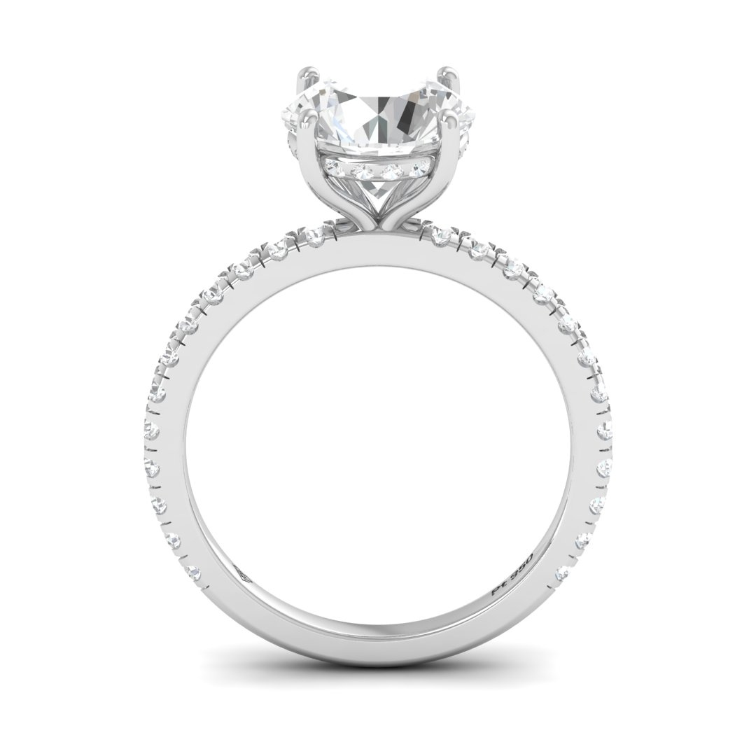 Chloé Round Cut Diamond Engagement Ring with Diamond Hidden Halo and Diamond Band