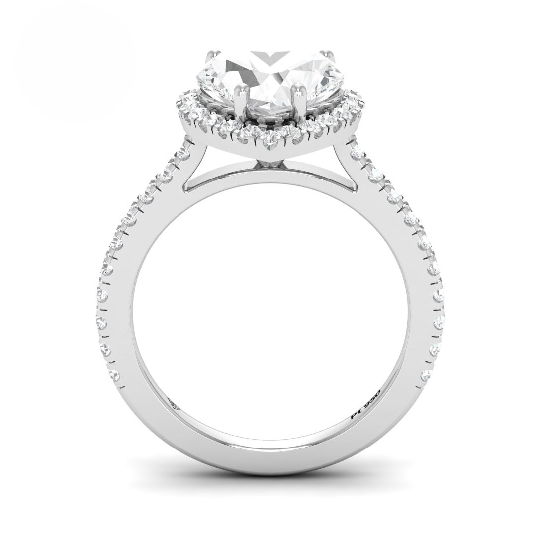 Bella Heart Cut Diamond Engagement Ring with Diamond Halo & Diamond Band