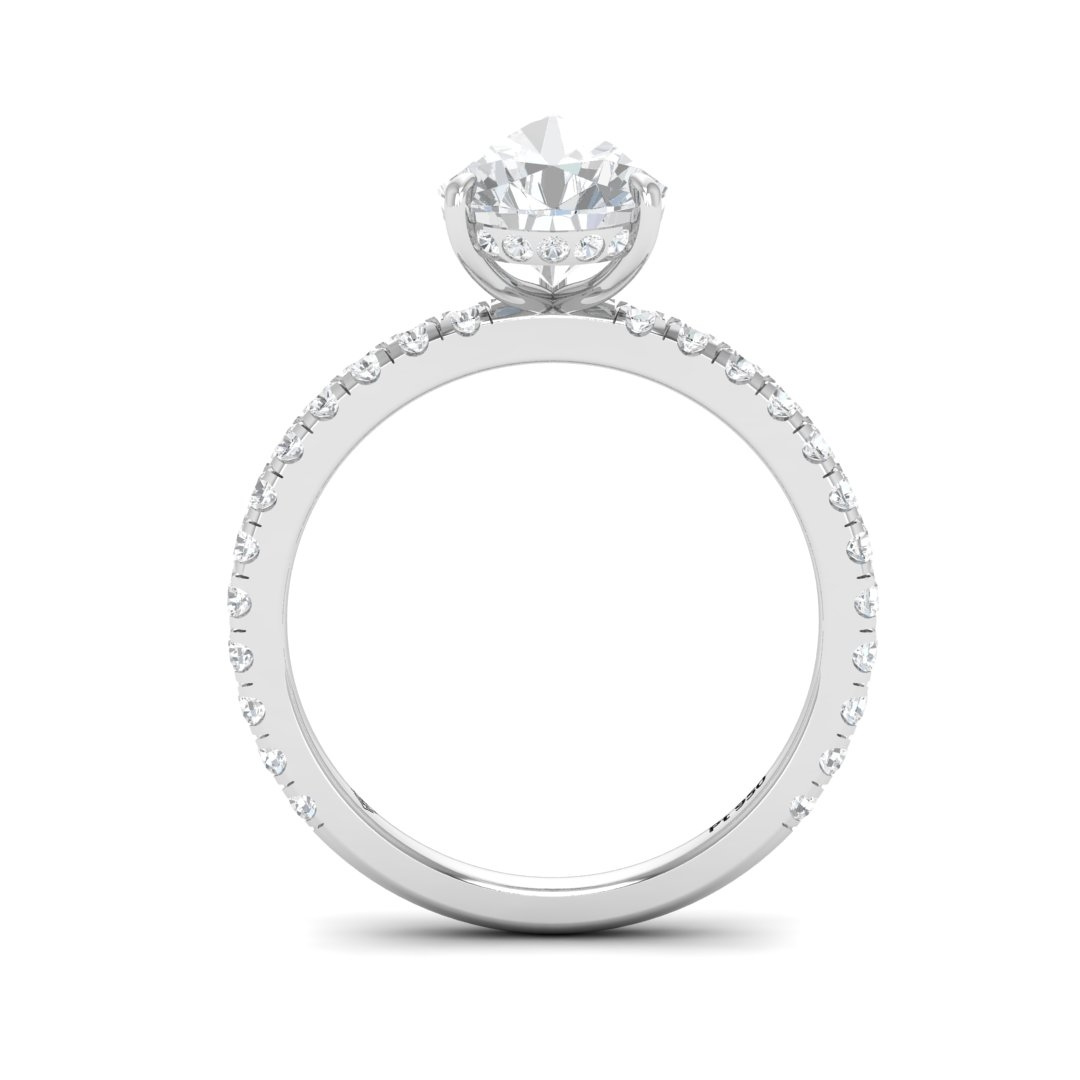 Chloé Pear Cut Diamond Engagement Ring with Diamond Hidden Halo and Diamond Band