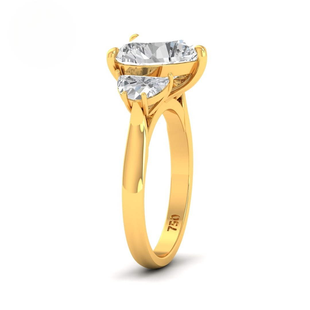 Kamala Heart Cut Diamond Engagement Ring with Half Moon Cut Side Diamonds