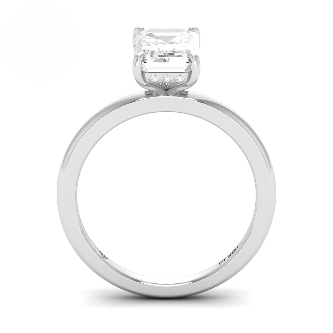 Léa Emerald Cut Diamond With Hidden Halo Engagement Ring