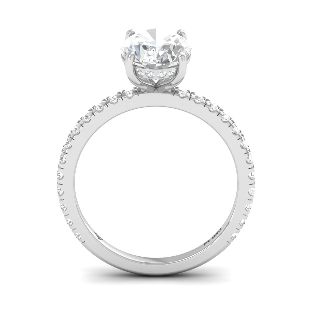 Chloé Oval Cut Diamond Engagement Ring with Diamond Hidden Halo and Diamond Band