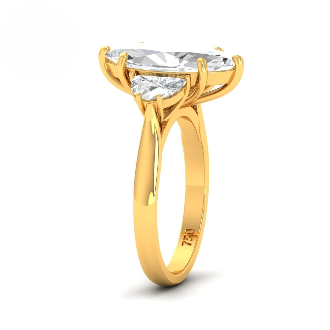 Kamala Marquise Cut Diamond Enagement Ring with Half Moon Cut Side Diamonds