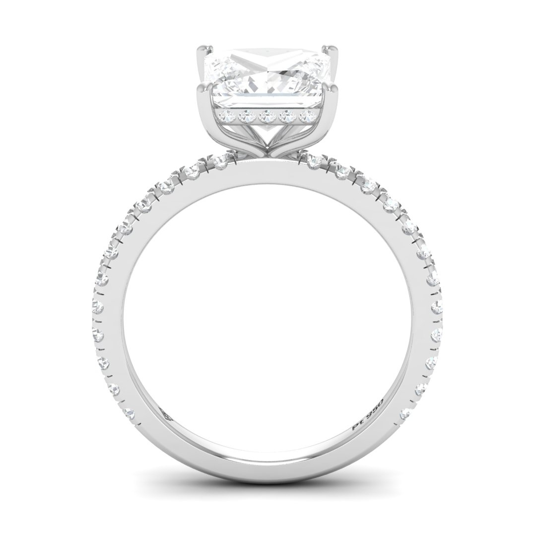 Chloé Princess Cut Diamond Engagement Ring with Diamond Hidden Halo and Diamond Band