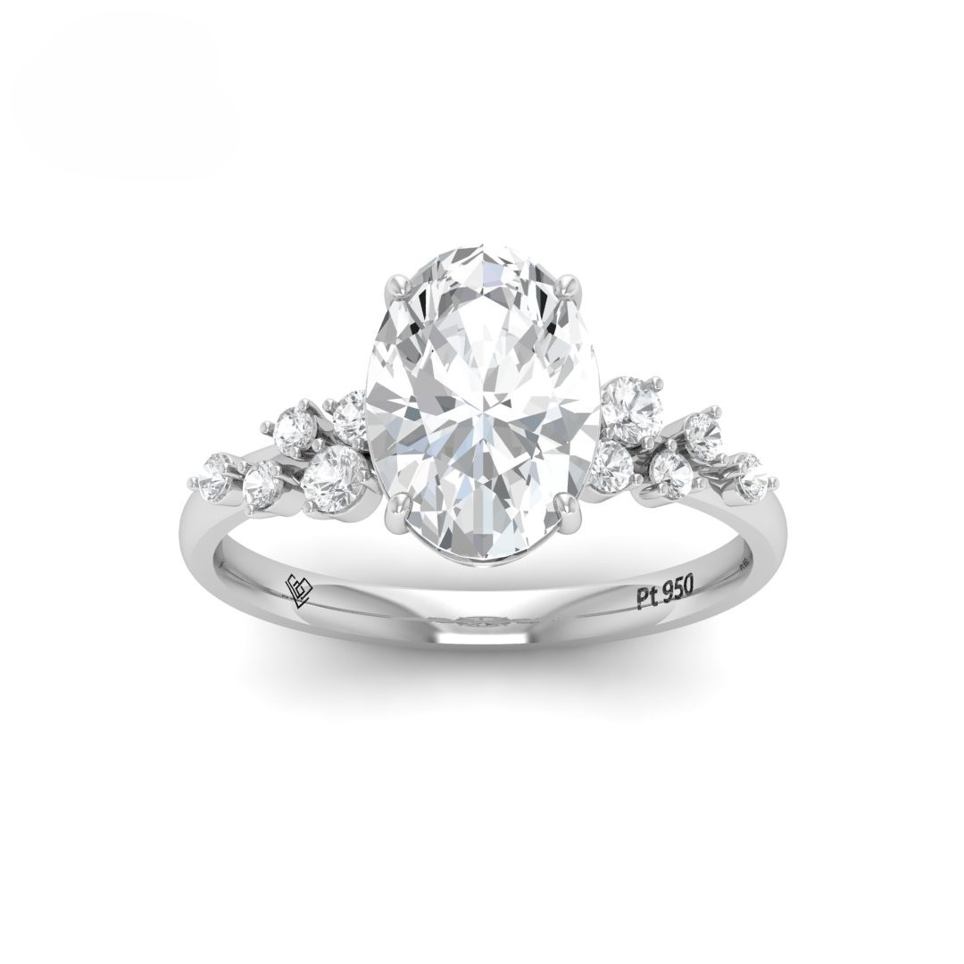 Layla Oval Cut Diamond Engagement Ring With Diamond Accent Band