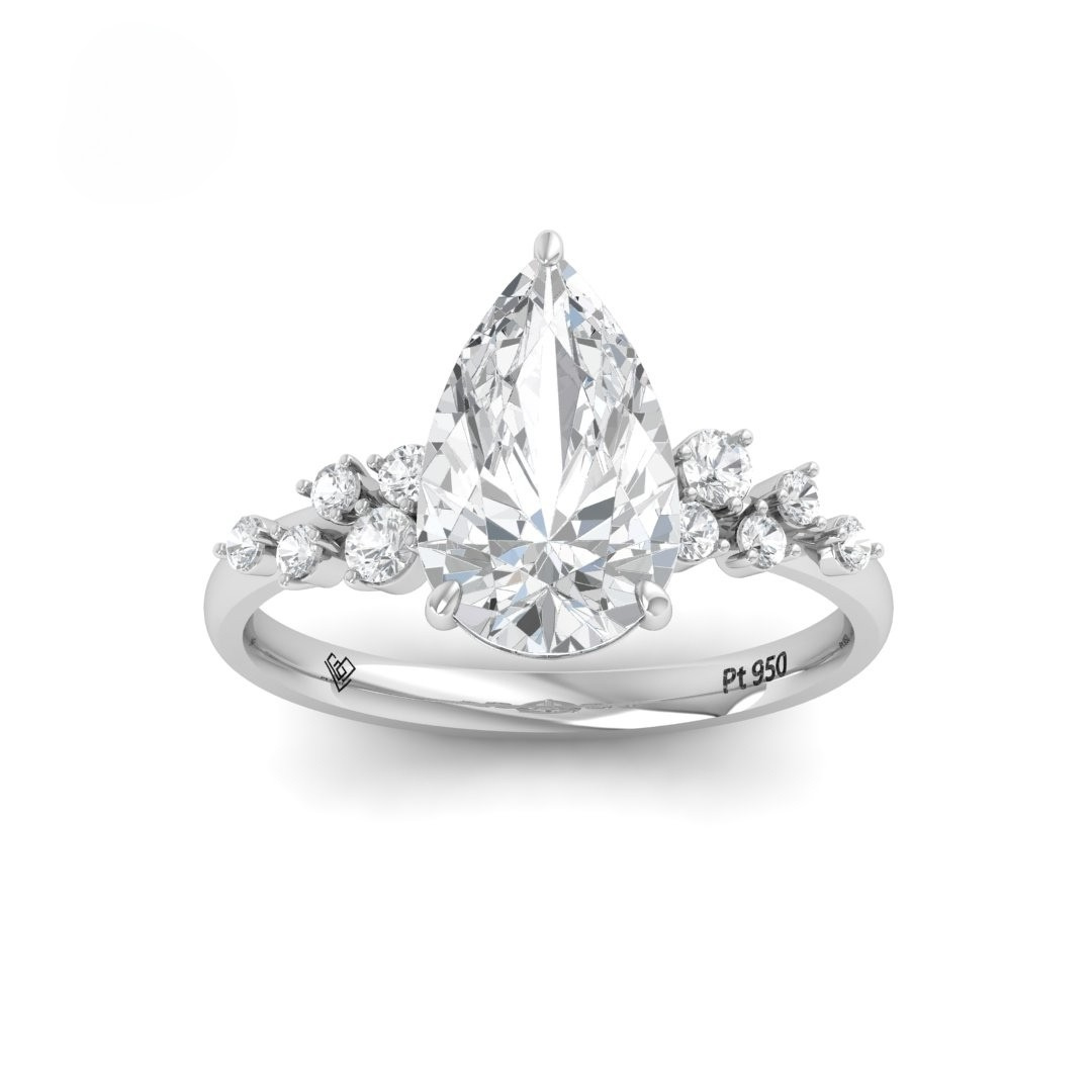Layla Pear Cut Diamond Engagement Ring With Diamond Accent Band