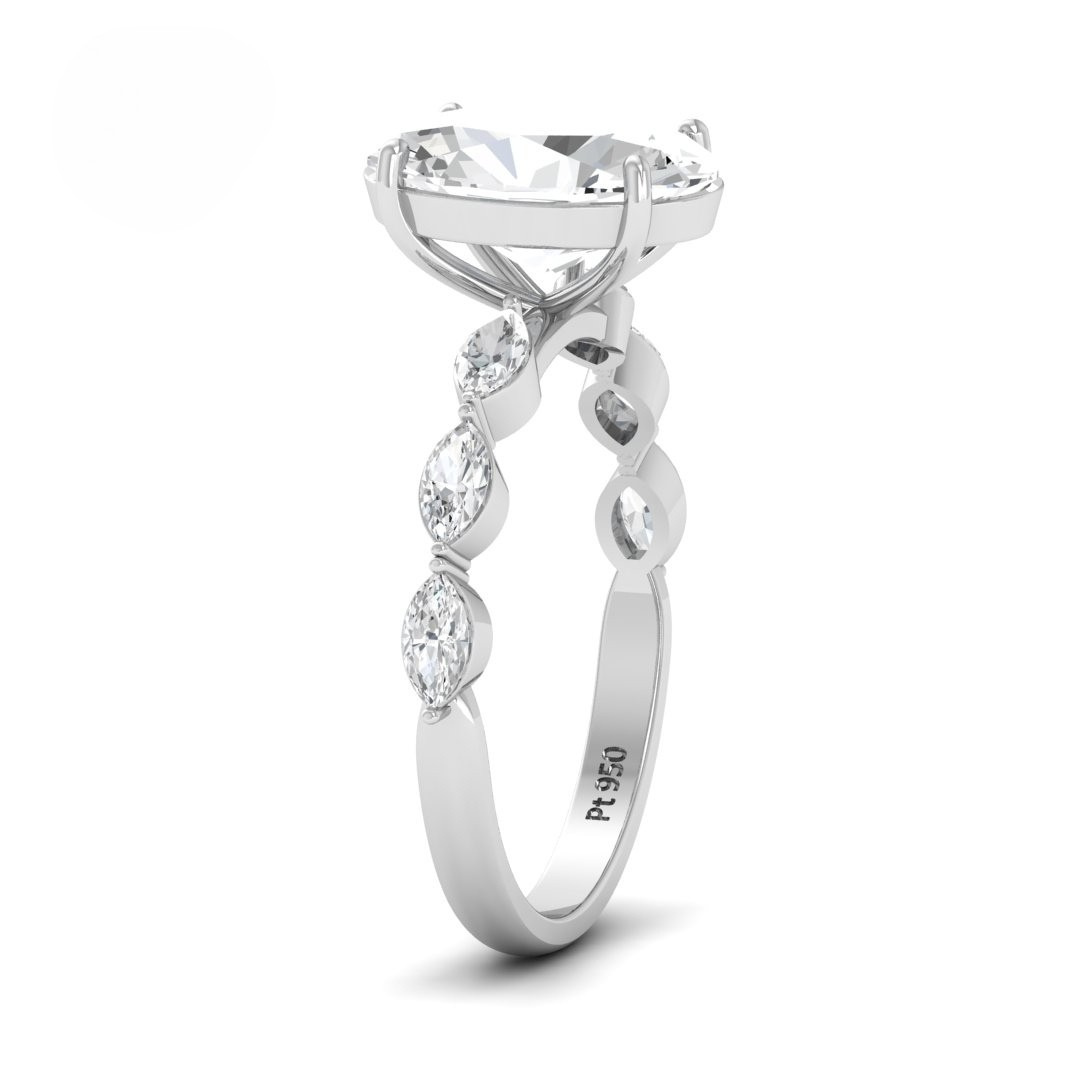 Kasandra Oval Cut Diamond Engagement Ring With A Marquise Cut Diamond Band