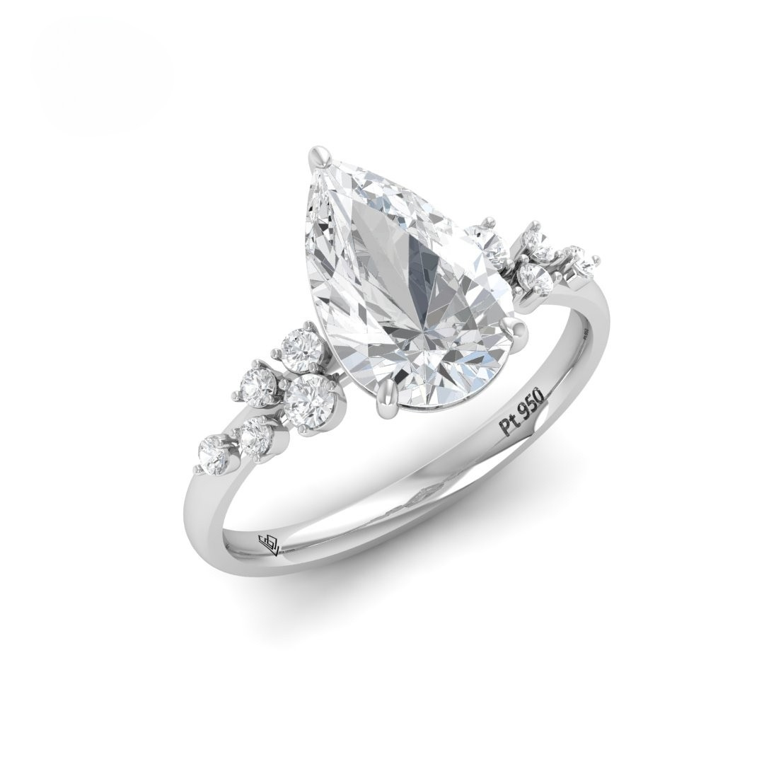 Layla Pear Cut Diamond Engagement Ring With Diamond Accent Band