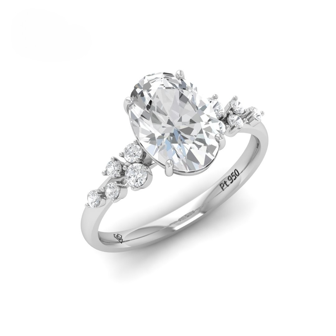 Layla Oval Cut Diamond Engagement Ring With Diamond Accent Band