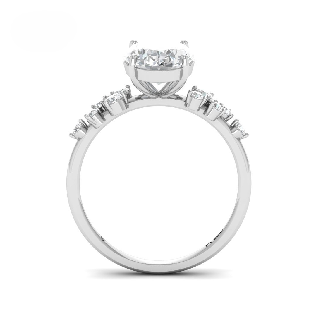 Layla Oval Cut Diamond Engagement Ring With Diamond Accent Band