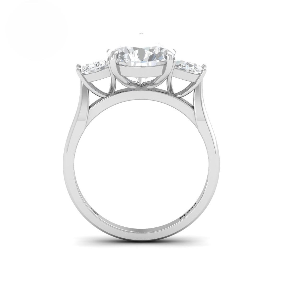 Kamala Pear Cut Diamond Engagement Ring With Half Moon Cut Side Diamonds