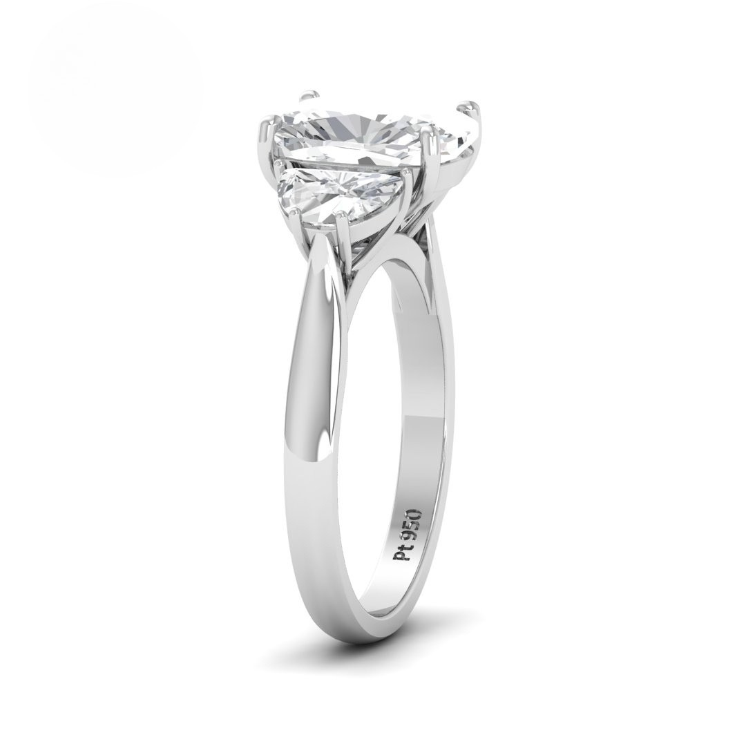 Kamala Cushion Cut Diamond Engagement Ring with Half Moon Cut Side Diamonds
