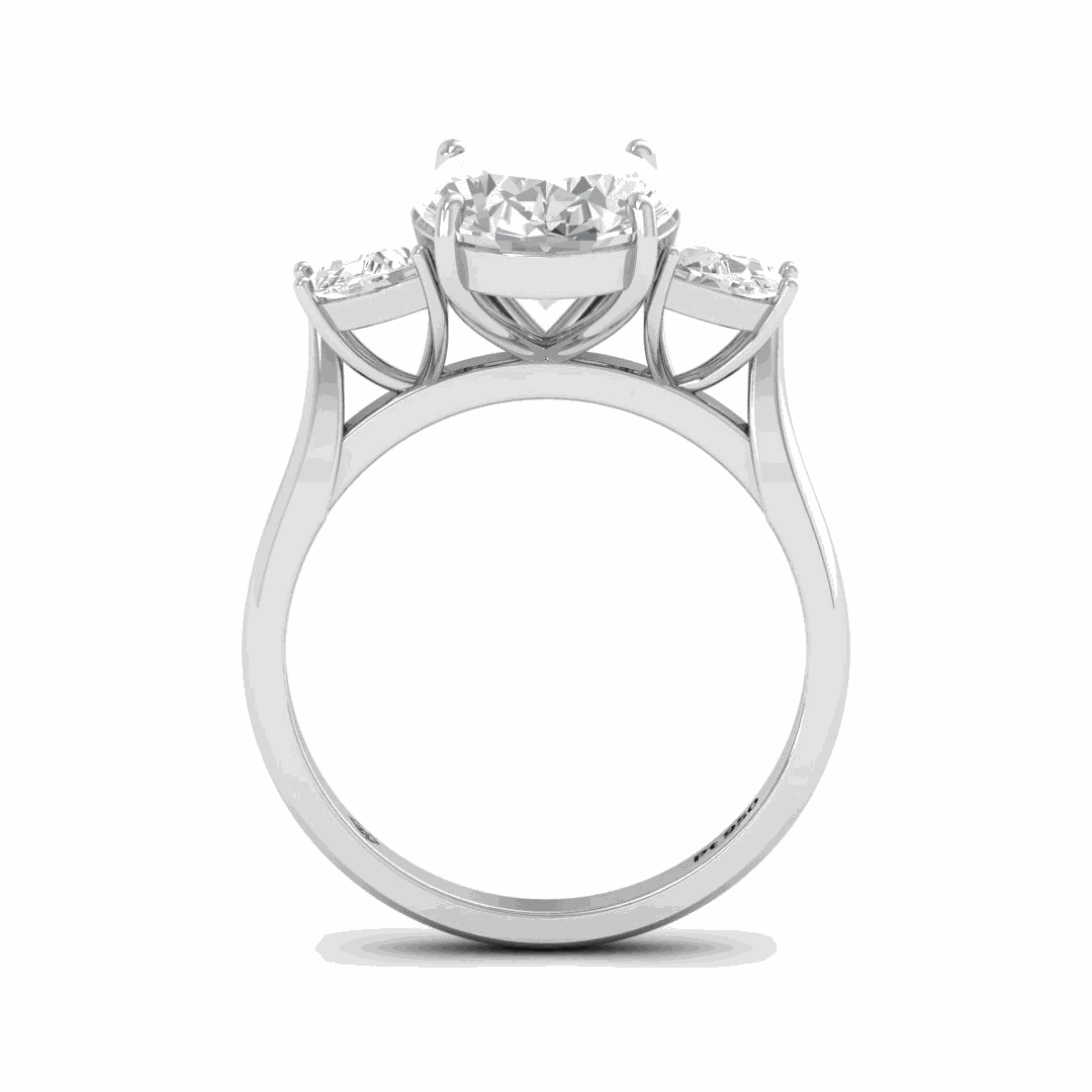 Kamala Oval Cut Diamond Engagement Ring with Half Moon Cut Side Diamonds