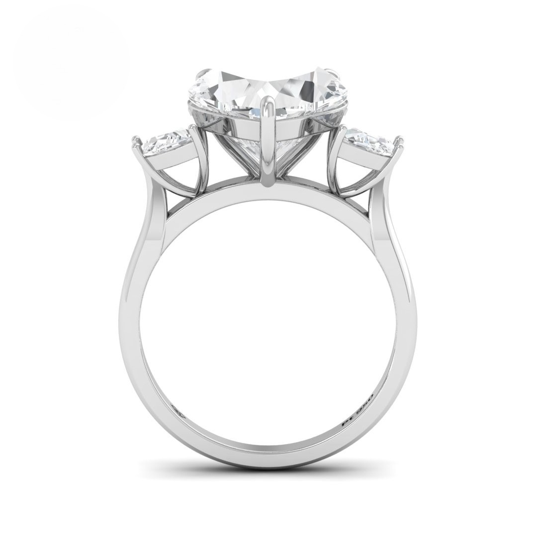 Kamala Heart Cut Diamond Engagement Ring with Half Moon Cut Side Diamonds