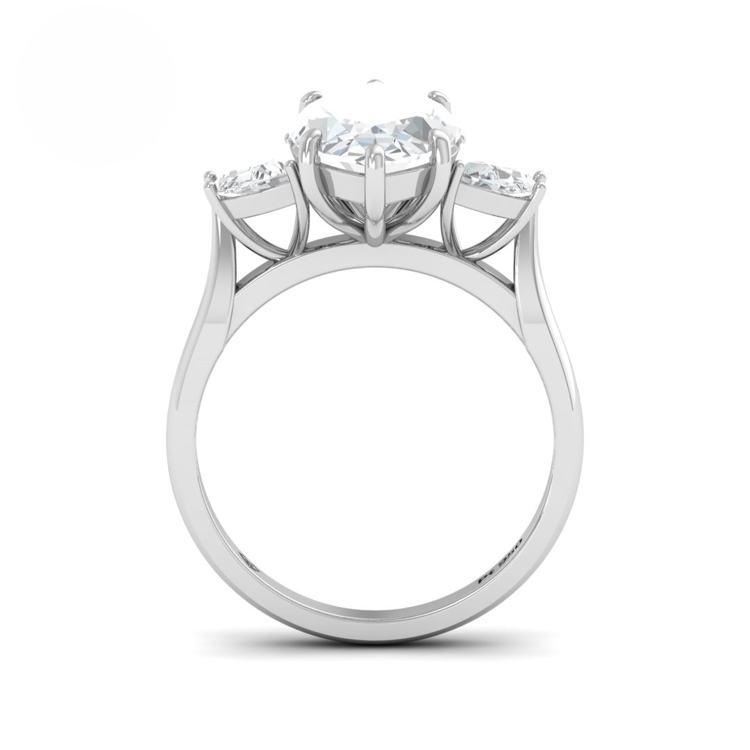 Kamala Marquise Cut Diamond Enagement Ring with Half Moon Cut Side Diamonds