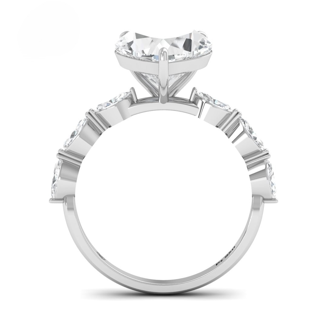 Kasandra Heart Cut Diamond Engagement RIng With A Marquise Cut Diamond Band