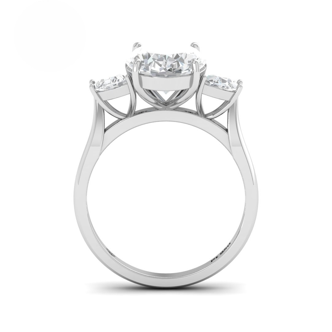 Kamala Oval Cut Diamond Engagement Ring with Half Moon Cut Side Diamonds