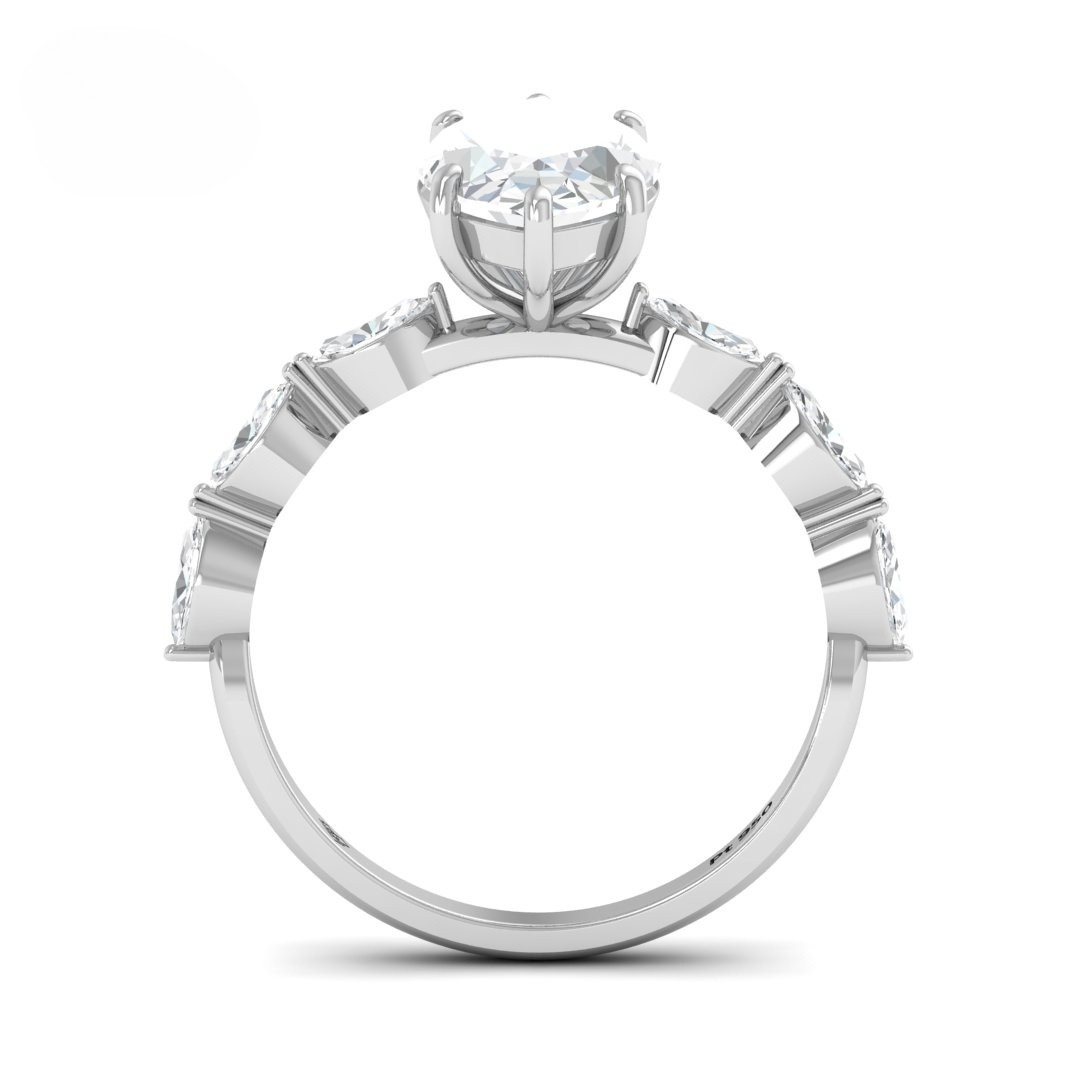 Kasandra Marquise Cut Diamond Engagement Ring With A Marquise Cut Diamond Band