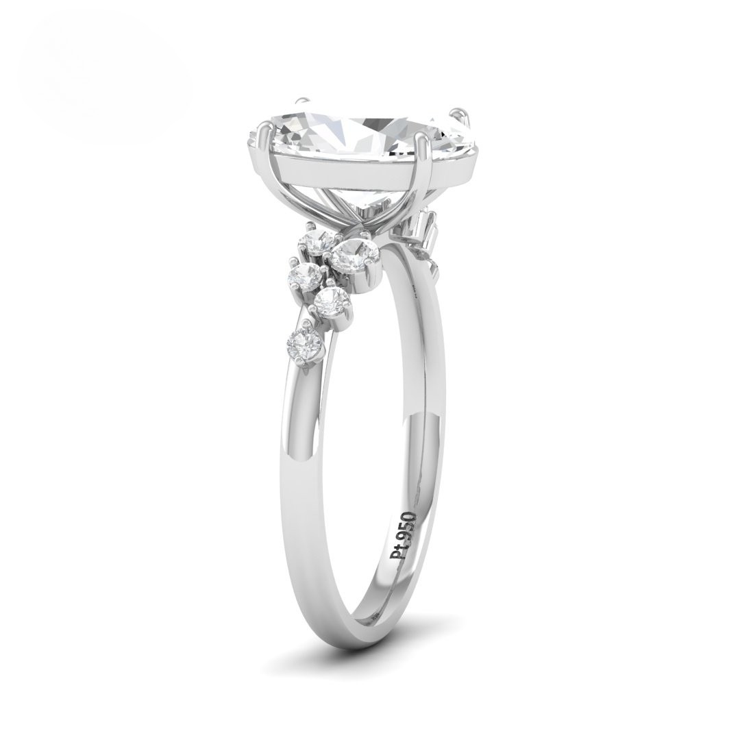 Layla Oval Cut Diamond Engagement Ring With Diamond Accent Band
