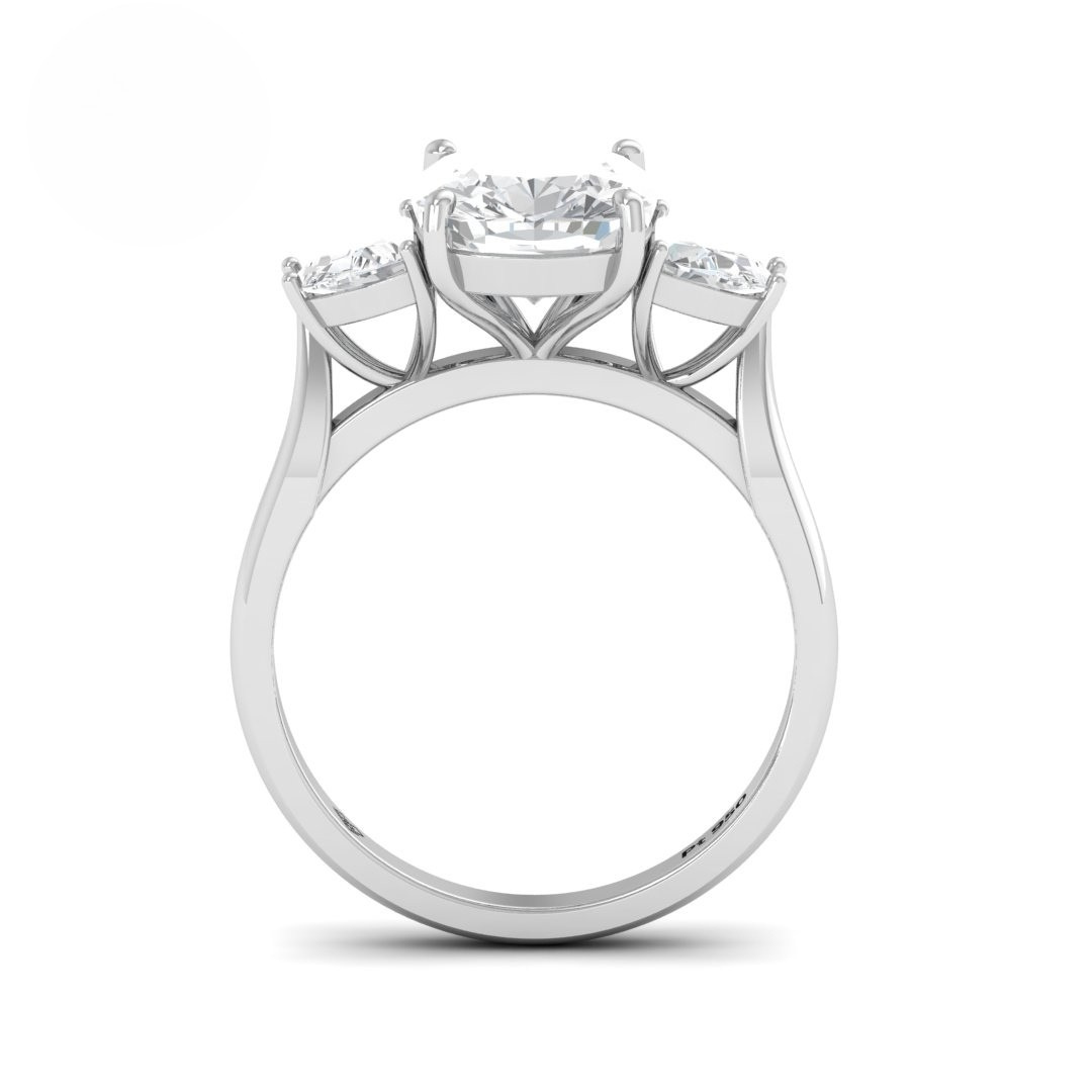 Kamala Cushion Cut Diamond Engagement Ring with Half Moon Cut Side Diamonds