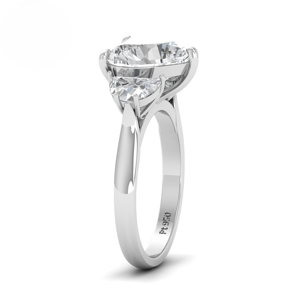 Kamala Heart Cut Diamond Engagement Ring with Half Moon Cut Side Diamonds