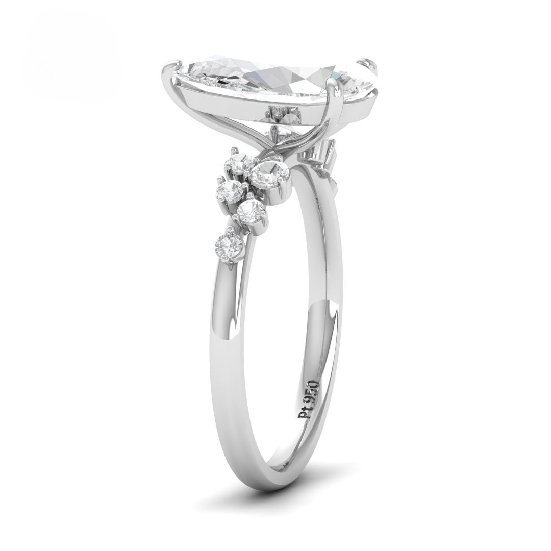 Layla Pear Cut Diamond Engagement Ring With Diamond Accent Band