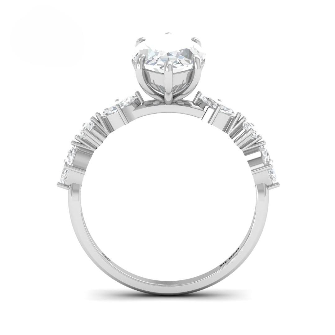 Elizabeth Marquise Cut Diamond Engagement Ring With A Marquise and Round Cut Diamond Band