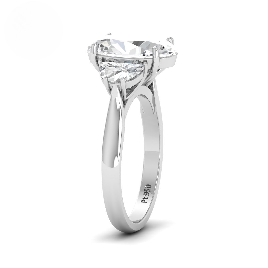 Kamala Oval Cut Diamond Engagement Ring with Half Moon Cut Side Diamonds