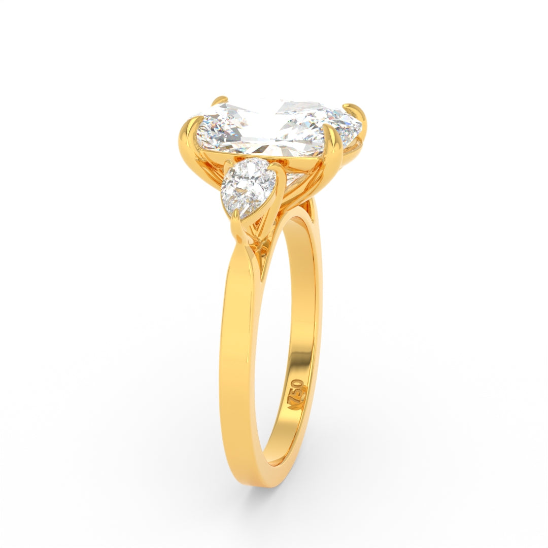Sofia Cushion Cut Diamond Engagement Ring With A Pear Cut Side Diamonds
