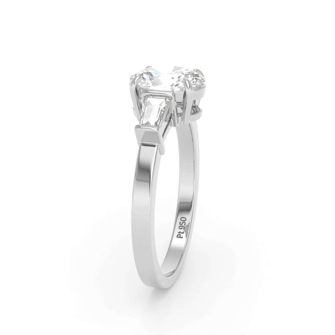 Mary Oval Cut Diamond Engagement Ring With Tapering Baguettes Cut Side Diamond