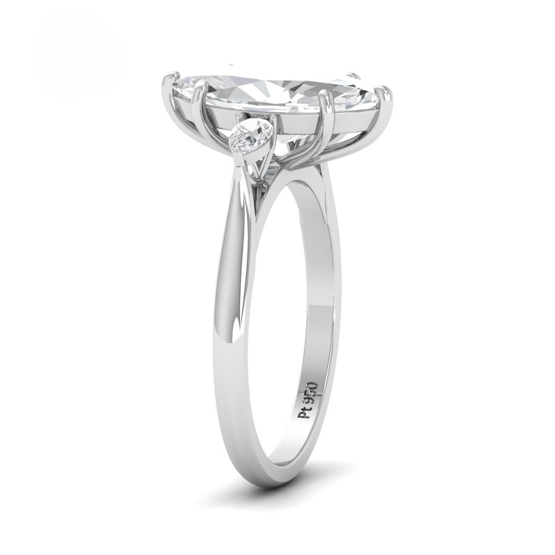 Sofia Marquise Cut Diamond Engagement Ring with Pear Cut Side Diamonds