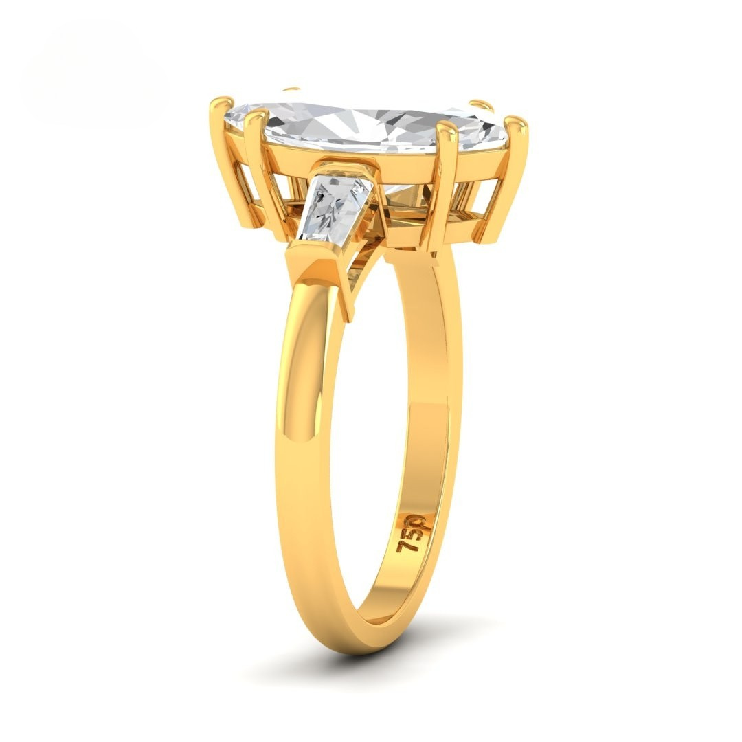 Mary Marquise Cut Diamond Engagement Ring with Tapering Baguette Cut Side Diamonds