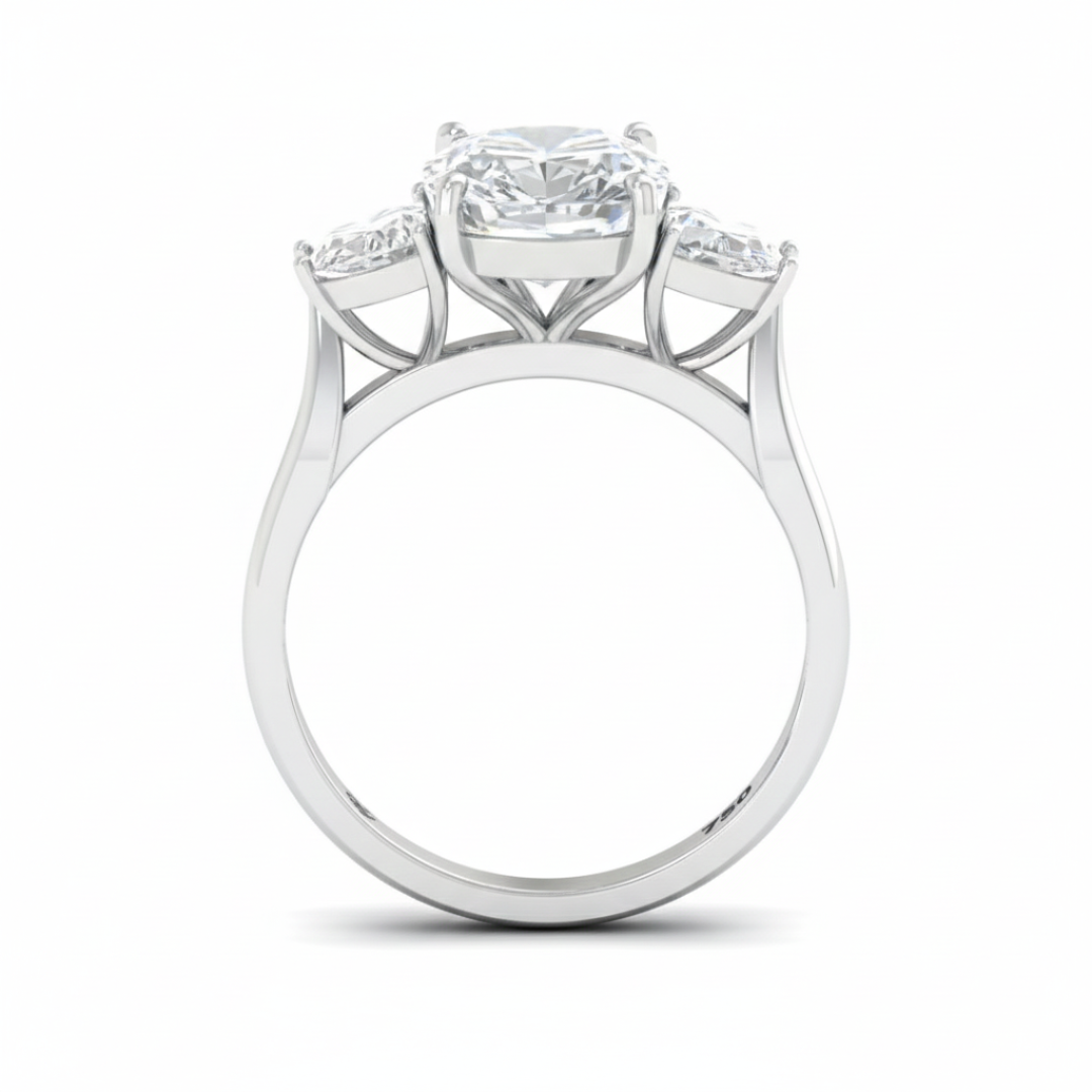 Kamala Cushion Cut Diamond Engagement Ring with Half Moon Cut Side Diamonds