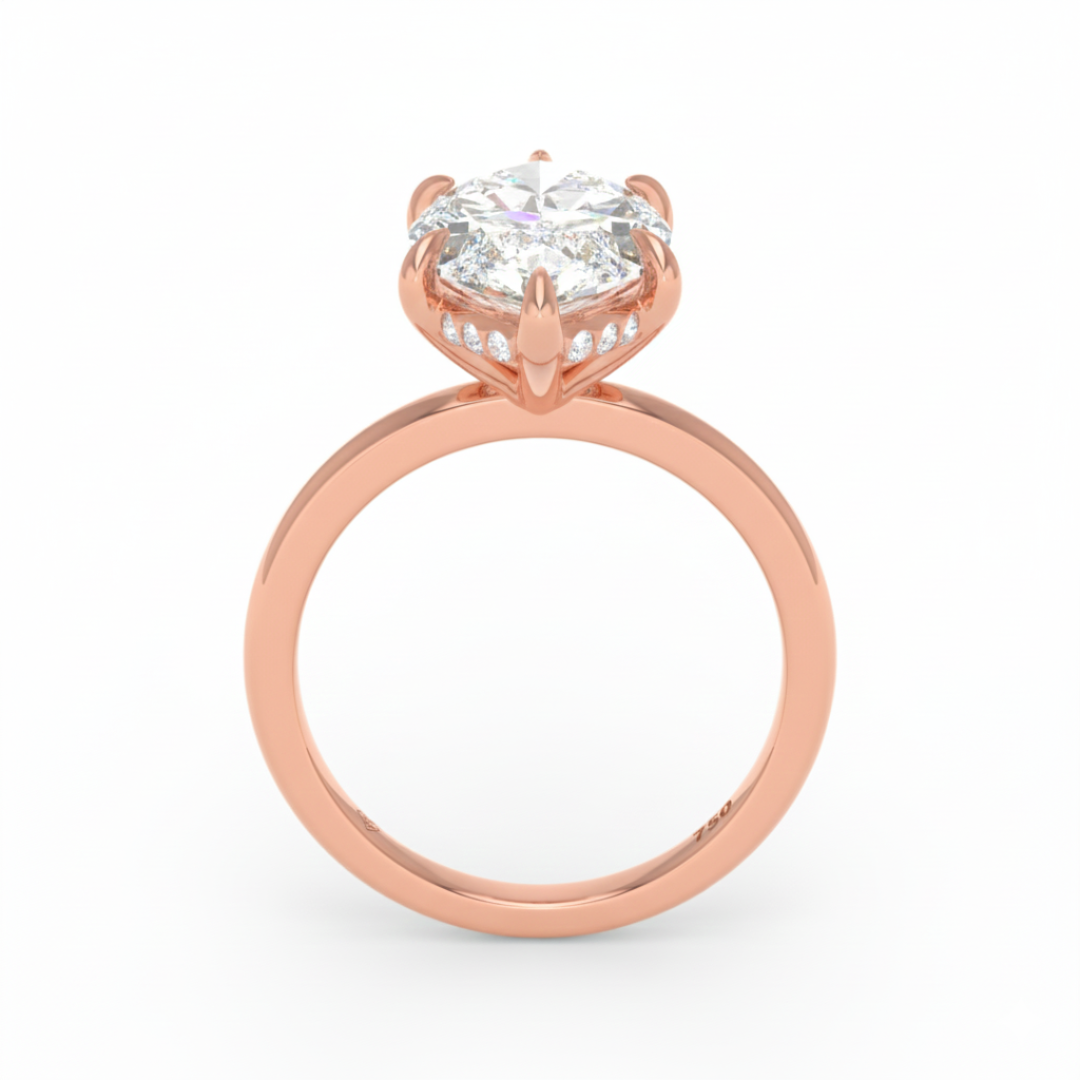 Léa Marquise Cut Diamond With Hidden Halo Engagement Ring
