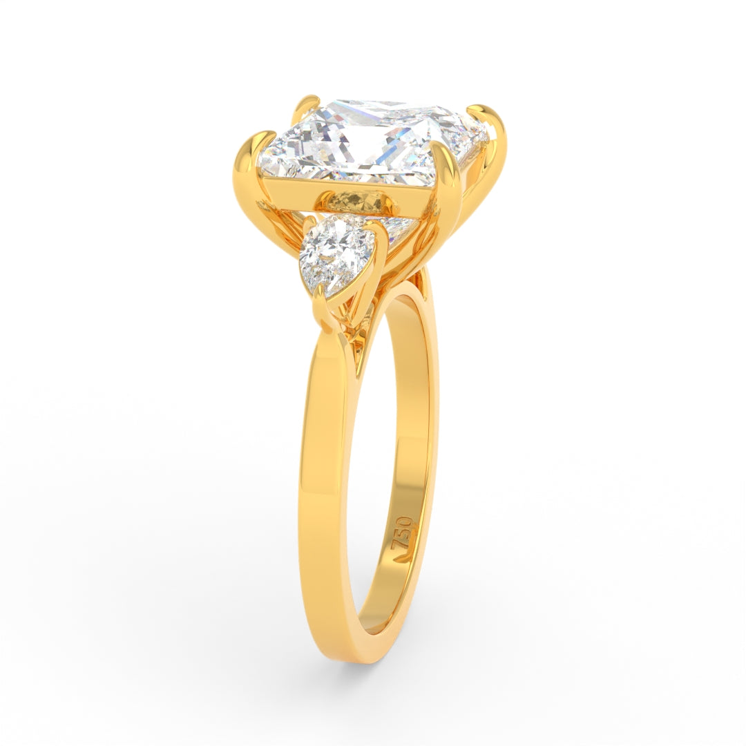 Sofia Princess Cut Diamond Engagement Ring With A Pear sides
