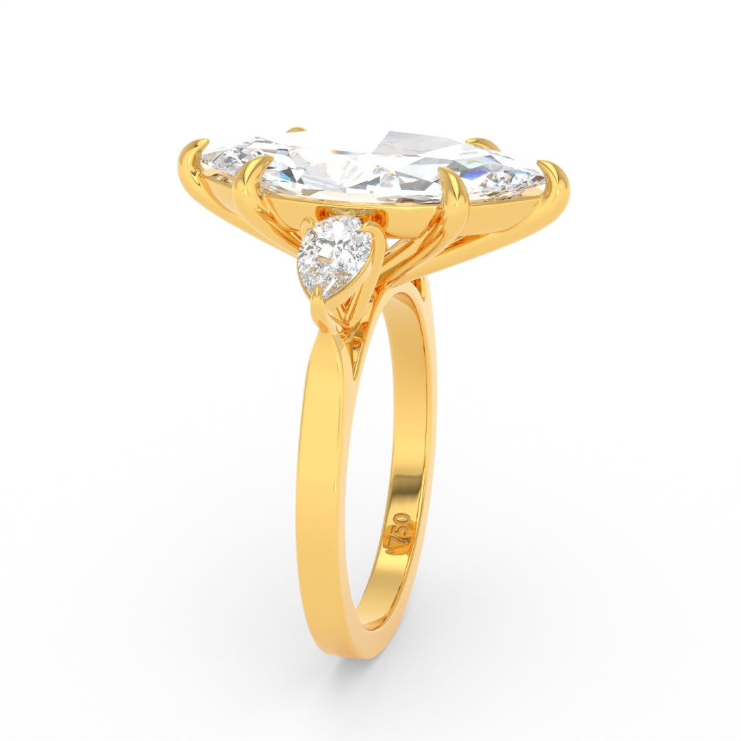 Sofia Marquise Cut Diamond Engagement Ring with Pear Cut Side Diamonds