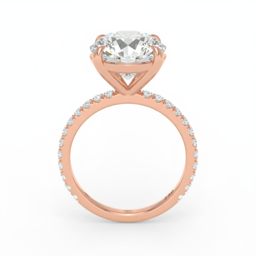 Abigail Round With Diamond Band Engagement Ring