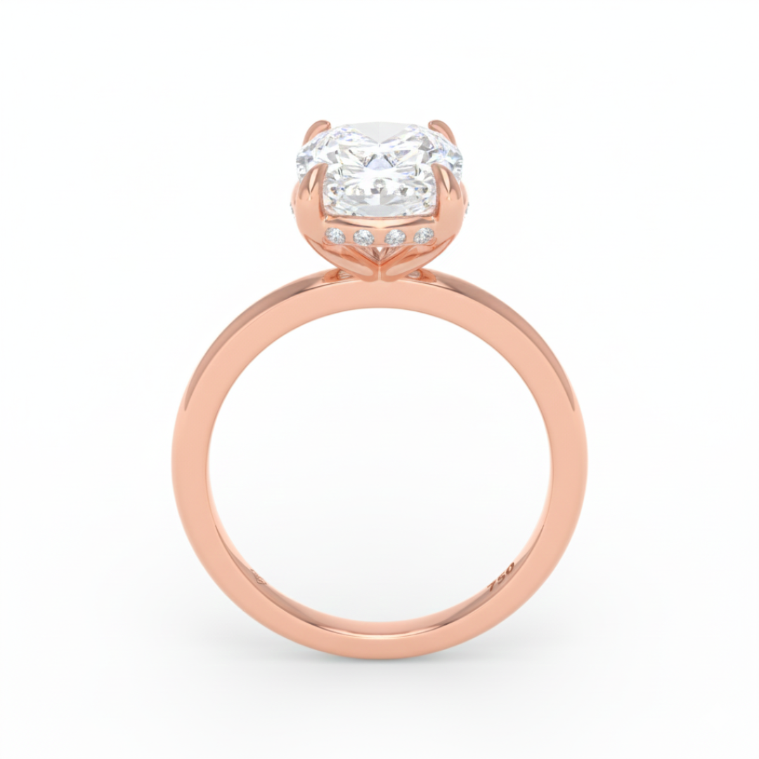 Léa Cushion Cut Diamond With Hidden Halo Engagement Ring