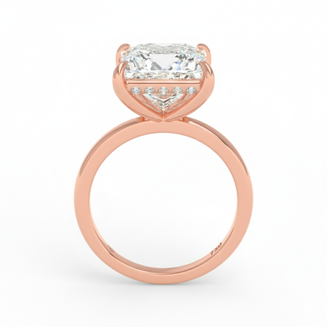 Léa Princess Cut Diamond With Hidden Halo Engagement Ring