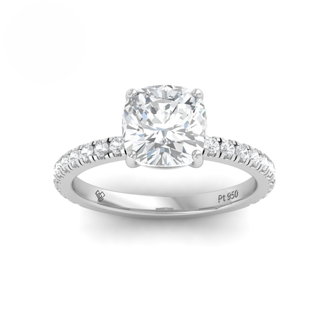 Abigail Cushion With Diamond Band Engagement Ring