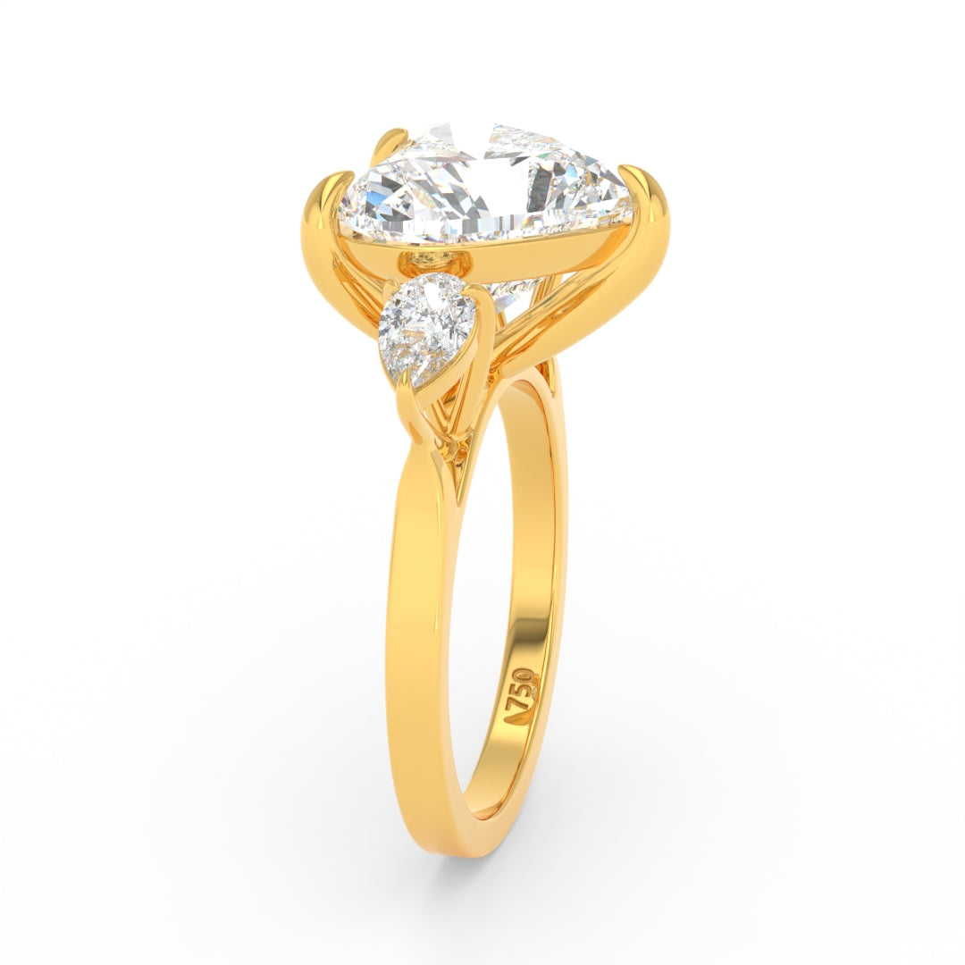 Sofia Heart Cut Diamond Engagement Ring With A Pear Cut Side Diamonds