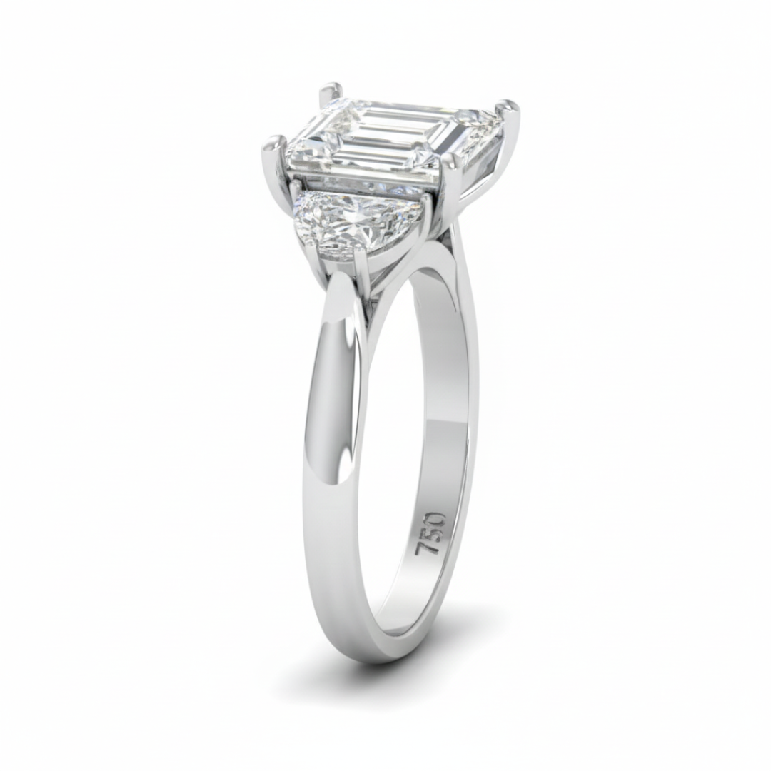Kamala Princess Cut Diamond Engagement Ring with Half Moon Sides